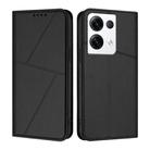 For OPPO Reno8 Pro+ Strong Magnetic Frosted Flip Leather Phone Case(Black) - 1