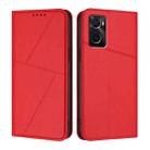 For OPPO A36 / A76 / A96 / K10 Strong Magnetic Frosted Flip Leather Phone Case(Red) - 1
