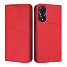 For OPPO A78 5G / A1x Strong Magnetic Frosted Flip Leather Phone Case(Red) - 1