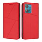 For Motorola Edge 40 Neo Strong Magnetic Frosted Flip Leather Phone Case(Red) - 1
