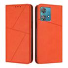 For Motorola Edge 40 Neo Strong Magnetic Frosted Flip Leather Phone Case(Orange) - 1