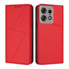 For Motorola Edge 50 Pro Strong Magnetic Frosted Flip Leather Phone Case(Red) - 1