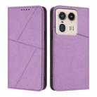 For Motorola Edge 50 Ultra Strong Magnetic Frosted Flip Leather Phone Case(Light Purple) - 1