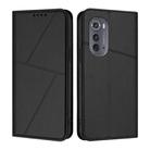 For Motorola Edge 2022 Strong Magnetic Frosted Flip Leather Phone Case(Black) - 1