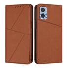 For Motorola Moto E22 Strong Magnetic Frosted Flip Leather Phone Case(Coffee Color) - 1