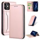 For iPhone 12 mini Strong Magnetism Shockproof Horizontal Flip Liquid Feel Leather Case with Holder & Card Slots & Wallet(Rose Gold) - 1