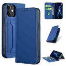 For iPhone 12 mini Strong Magnetism Shockproof Horizontal Flip Liquid Feel Leather Case with Holder & Card Slots & Wallet(Blue) - 1