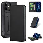 For iPhone 12 mini Strong Magnetism Shockproof Horizontal Flip Liquid Feel Leather Case with Holder & Card Slots & Wallet(Black) - 1