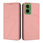 For Motorola Moto G35 Strong Magnetic Frosted Flip Leather Phone Case(Pink) - 1