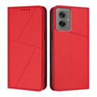 For Motorola Moto G55 Strong Magnetic Frosted Flip Leather Phone Case(Red) - 1