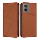 For Motorola Moto G55 Strong Magnetic Frosted Flip Leather Phone Case(Coffee Color) - 1