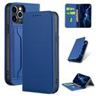 For iPhone 12 / 12 Pro Strong Magnetism Shockproof Horizontal Flip Liquid Feel Leather Case with Holder & Card Slots & Wallet(Blue) - 1