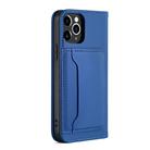 For iPhone 12 / 12 Pro Strong Magnetism Shockproof Horizontal Flip Liquid Feel Leather Case with Holder & Card Slots & Wallet(Blue) - 3