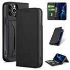 For iPhone 12 / 12 Pro Strong Magnetism Shockproof Horizontal Flip Liquid Feel Leather Case with Holder & Card Slots & Wallet(Black) - 1