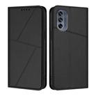 For Motorola Moto G62 5G / G62 India Strong Magnetic Frosted Flip Leather Phone Case(Black) - 1
