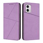 For Motorola Moto G73 Strong Magnetic Frosted Flip Leather Phone Case(Light Purple) - 1