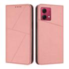 For Motorola Moto G84 Strong Magnetic Frosted Flip Leather Phone Case(Pink) - 1