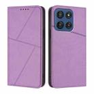 For Motorola Edge 60 Strong Magnetic Frosted Flip Leather Phone Case(Light Purple) - 1