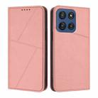 For Motorola Edge 60 Strong Magnetic Frosted Flip Leather Phone Case(Pink) - 1