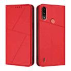 For Motorola Moto E7 Power Strong Magnetic Frosted Flip Leather Phone Case(Red) - 1