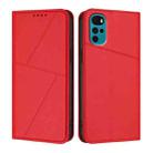 For Motorola Moto G22 Strong Magnetic Frosted Flip Leather Phone Case(Red) - 1