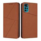 For Motorola Moto G22 Strong Magnetic Frosted Flip Leather Phone Case(Coffee Color) - 1