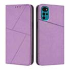 For Motorola Moto G22 Strong Magnetic Frosted Flip Leather Phone Case(Light Purple) - 1