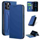 For iPhone 12 Pro Max Strong Magnetism Shockproof Horizontal Flip Liquid Feel Leather Case with Holder & Card Slots & Wallet(Blue) - 1