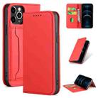 For iPhone 12 Pro Max Strong Magnetism Shockproof Horizontal Flip Liquid Feel Leather Case with Holder & Card Slots & Wallet(Red) - 1