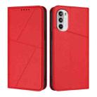For Motorola Moto G52 Strong Magnetic Frosted Flip Leather Phone Case(Red) - 1