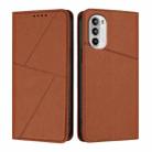 For Motorola Moto G52 Strong Magnetic Frosted Flip Leather Phone Case(Coffee Color) - 1