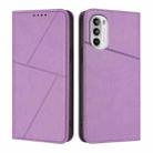 For Motorola Moto G52 Strong Magnetic Frosted Flip Leather Phone Case(Light Purple) - 1