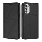 For Motorola Moto G52 Strong Magnetic Frosted Flip Leather Phone Case(Black) - 1