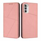 For Motorola Moto G52 Strong Magnetic Frosted Flip Leather Phone Case(Pink) - 1