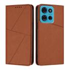 For Motorola Moto G75 5G Strong Magnetic Frosted Flip Leather Phone Case(Coffee Color) - 1