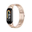 For Xiaomi Mi Band 8 xDfind Milanese Three-beads Metal Watch Band(Rose Gold) - 1