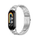 For Xiaomi Mi Band 8 xDfind Milanese Three-beads Metal Watch Band(Silver) - 1