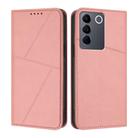 For vivo V27e / vivo T2 Global Strong Magnetic Frosted Flip Leather Phone Case(Pink) - 1