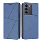 For vivo V27 / V27 Pro Global Strong Magnetic Frosted Flip Leather Phone Case(Royal Blue) - 1
