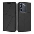For vivo V27 / V27 Pro Global Strong Magnetic Frosted Flip Leather Phone Case(Black) - 1