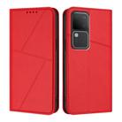 For vivo V30 / V30 Pro Global Strong Magnetic Frosted Flip Leather Phone Case(Red) - 1