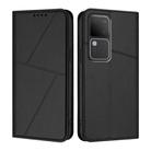 For vivo V30 / V30 Pro Global Strong Magnetic Frosted Flip Leather Phone Case(Black) - 1