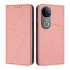 For vivo V50 Strong Magnetic Frosted Flip Leather Phone Case(Pink) - 1