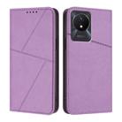 For vivo Y02 / Y02A / Y02t / Y11 2023 Strong Magnetic Frosted Flip Leather Phone Case(Light Purple) - 1