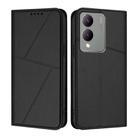 For vivo Y17s 4G Global / Y28 5G India Strong Magnetic Frosted Flip Leather Phone Case(Black) - 1