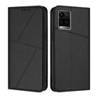 For vivo Y33t Strong Magnetic Frosted Flip Leather Phone Case(Black) - 1