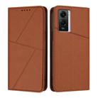 For vivo Y55 5G / Y55s 2023 / Y75 5G Strong Magnetic Frosted Flip Leather Phone Case(Coffee Color) - 1