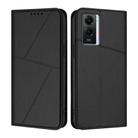 For vivo Y55 5G / Y55s 2023 / Y75 5G Strong Magnetic Frosted Flip Leather Phone Case(Black) - 1