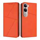 For vivo Y300 Global / V40 Lite 5G IDN Strong Magnetic Frosted Flip Leather Phone Case(Orange) - 1