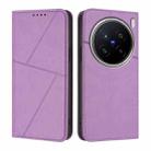 For vivo X200 Pro Strong Magnetic Frosted Flip Leather Phone Case(Light Purple) - 1